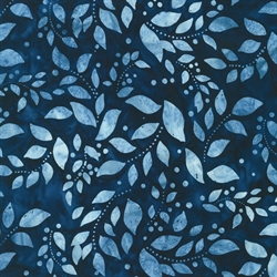 Batikstof - Leaves Blue