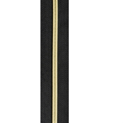 Spirallynlås 6mm Sort med guld (25 cm) 