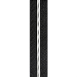 Spirallynlås 6mm Sort med sølv (25 cm) 