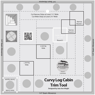 Patchworklineal - Curvy Log Cabin Trim Tool - 8inch