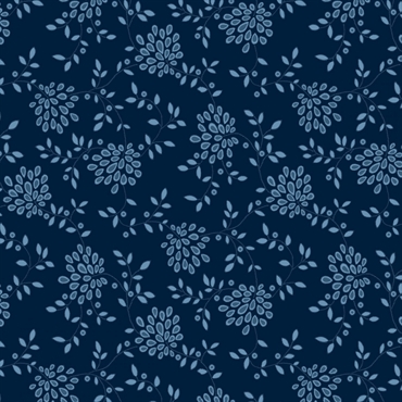 Bagside flannelstof - Contemporary floral - Navy