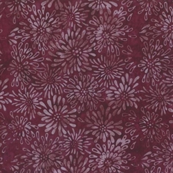 bordeux batikstof med marguritter