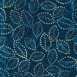 Batikstof - Dot Leaves Blue