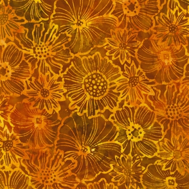 Batikstof - Flowers - Caramel