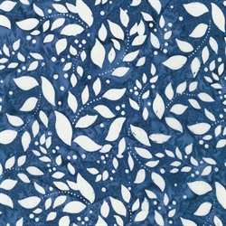 Batikstof - Leaves Denim