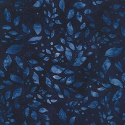 Batikstof - Leaves Indigo