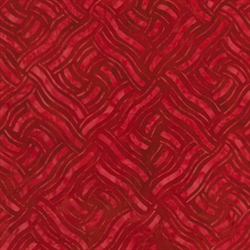 Rød batikpatchworkstof med flet