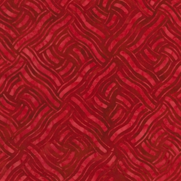 Rød batikpatchworkstof med flet