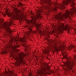 Julepatchworkstof -  Red snowflake