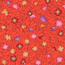 Kaffe Fassett Patchworkstof - Leaves - Red