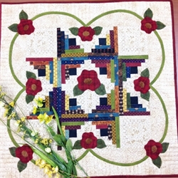 Patchwork table topper med blomster