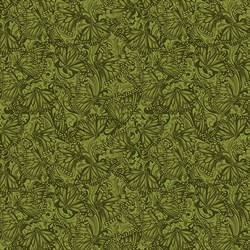 grønt patchworkstof med sommerfugle