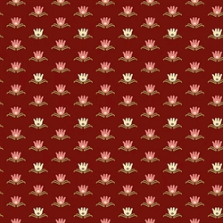 EQP Patchworkstof - Water Lily - Cranberry