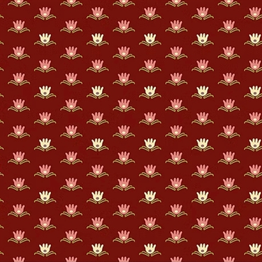 EQP Patchworkstof - Water Lily - Cranberry