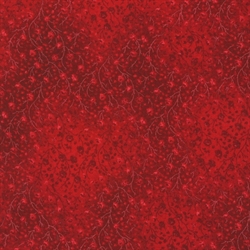 rødt småblomstret patchworkstof