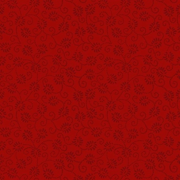 rødt patchworkstof med rødt motiv