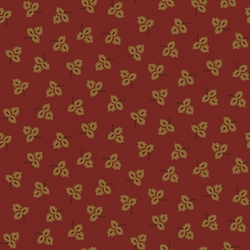 murstensrødt retro patchworkstof med beige blade