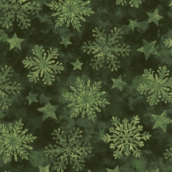Julepatchworkstof -  Green snowflake