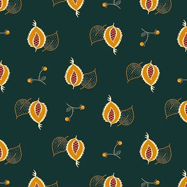 EQP Patchworkstof - Leaves & berries - Peacock