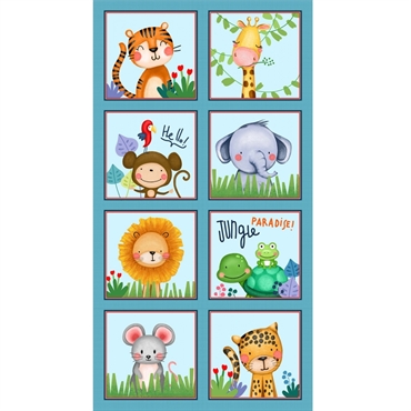 Patchworkstof - Jungle animal panel - 61cm