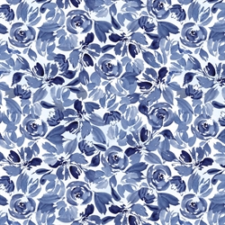 Patchworkstof - Packed flowers - Blue