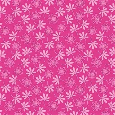 Pink patchworkstof med blomstermotiv