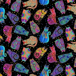 Laurel Burch patchworkstof -  Tossed cats