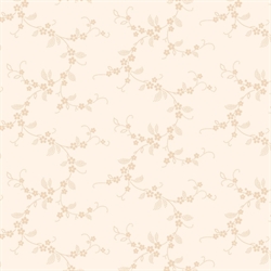 cremehvidt patchworkstof med lysebrune blomster