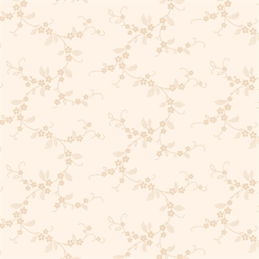 cremehvidt patchworkstof med lysebrune blomster