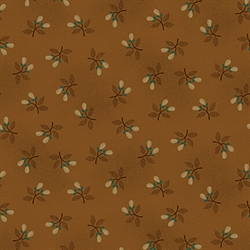kastanjefarvet patchworkstof med vintage print