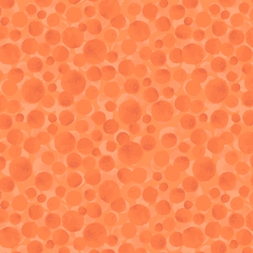 Orange patchworkstof med store cirkler tone-i-tone