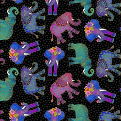 Laurel Burch patchworkstof -  Elephants