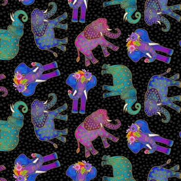 Laurel Burch patchworkstof -  Elephants