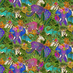 Laurel Burch patchworkstof -  Animal Jungle