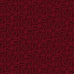 mørkerødt patchworkstof med paisley mønster