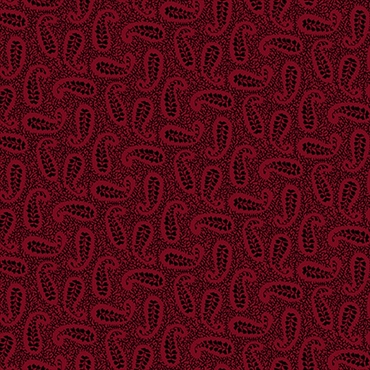 mørkerødt patchworkstof med paisley mønster