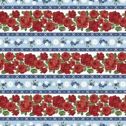 Patchworkstof - Flower stripe - Red rose
