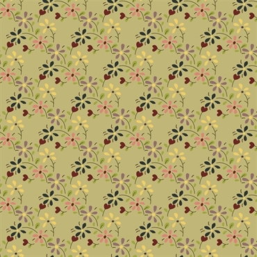 EQP Patchworkstof - Summer meadow - Sage green