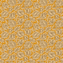 orange reproduktions patchworkstof med roser